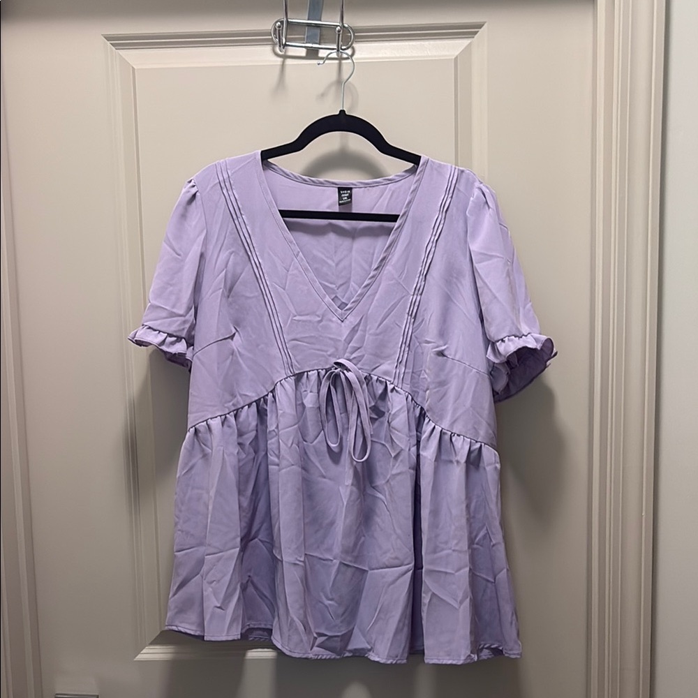 Lavender V-Neck Blouse